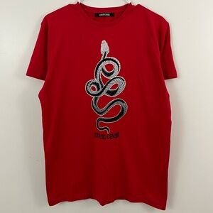 Roberto Cavalli Red Snake Graphic T-Shirt XL Designer Cotton Tee